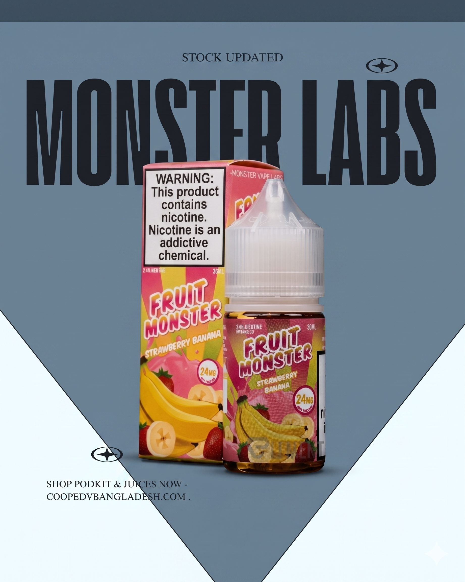STRAWBERRY BANANA - FRUIT MONSTER SALTS - 30ML 24MG