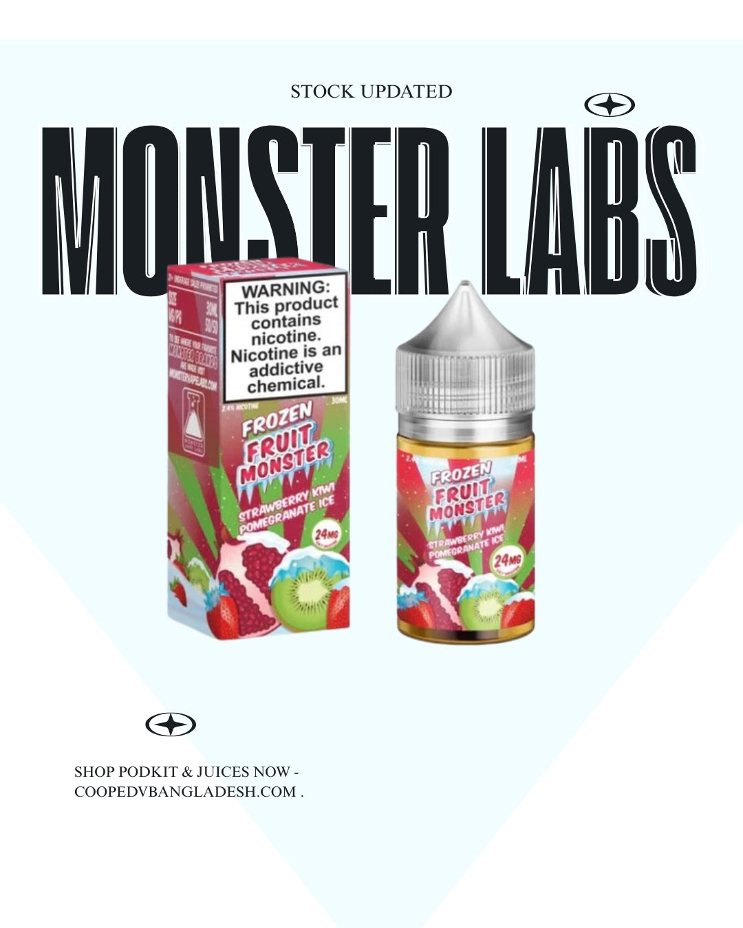 FROZEN FRUIT MONSTER SALT STRAWBERRY KIWI POMEGRANATE ICE EJUICE 30ML 24MG